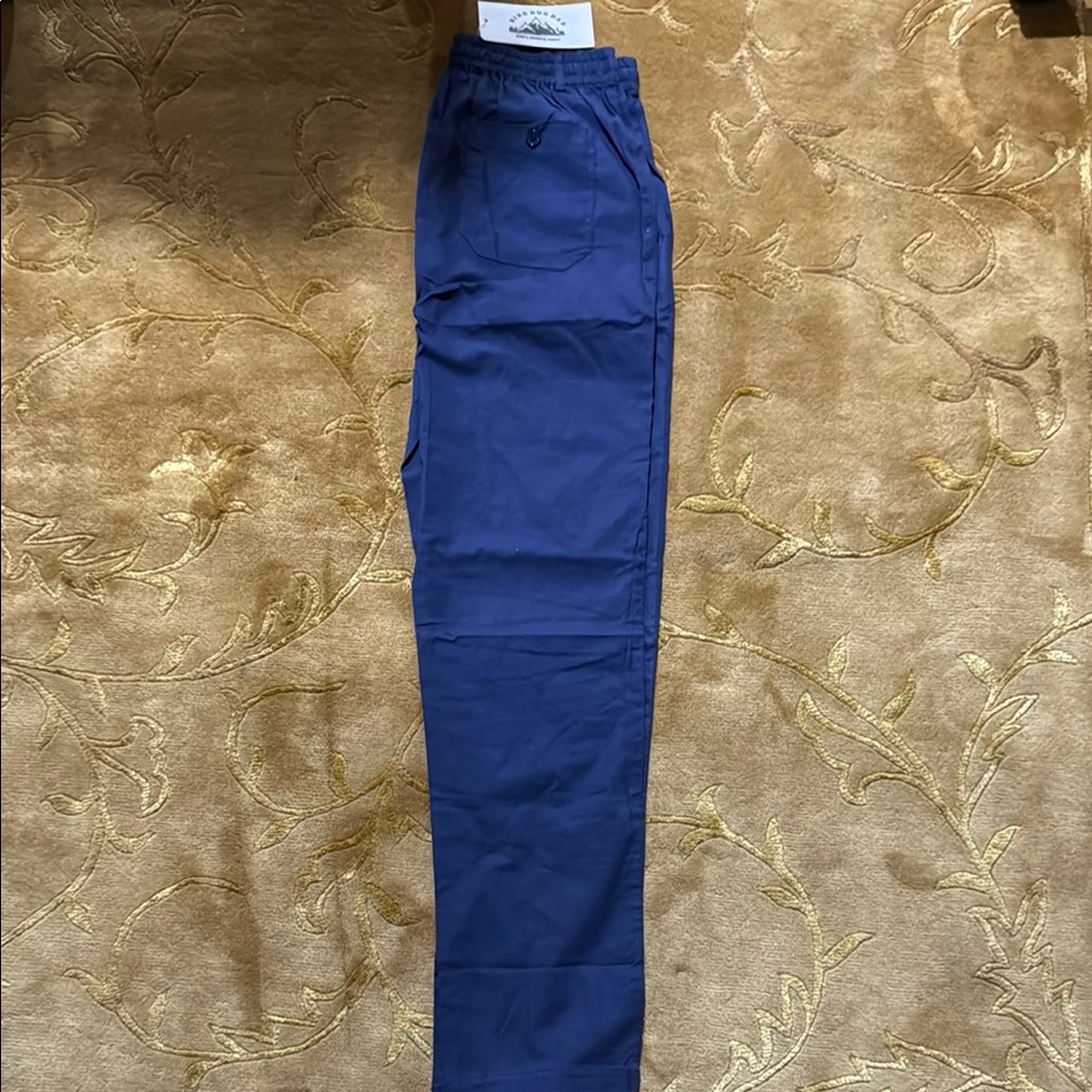 Blue Cargo Pants with Sturdy Fabric and Knee Panels